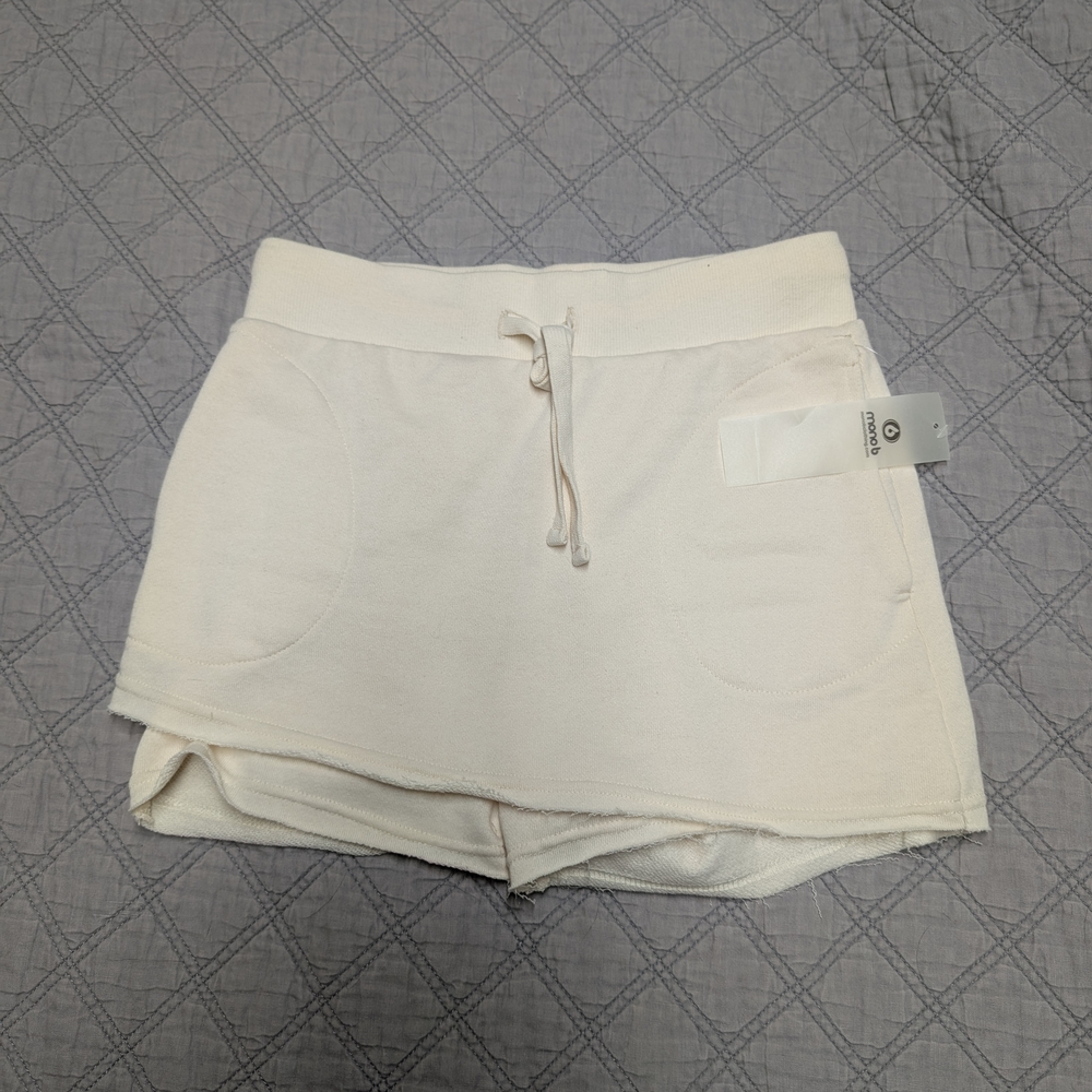 Mono B Cream Athletic Shorts with Drawstring Waist